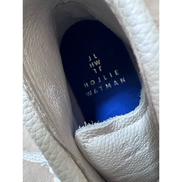 Hollie Watman FRINGED MOCASSIN WHITE Sneakers leather size 8 Mid High Top Shoee - Picture 12 of 15